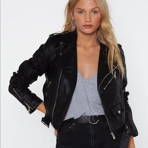Moto faux leather jacket